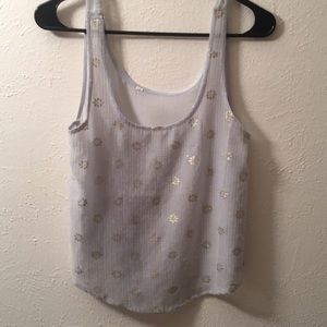 A&f tank with clear sequins  and gold flowers
